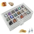 thumbnail image 1 of Rock Display Case 3 Drawers Rock Collection Box 54 Grids Rock Collection Display Case Clear Crystals Display Case Durable Gemstone Display Case Rock Storage Case for Kids Rocks 9.33×6.1×4.25 in, 1 of 10