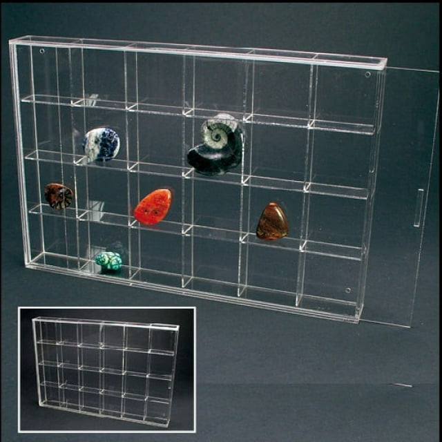 Rock Display CaseAcrylic Glass Curio w/24 Compartments