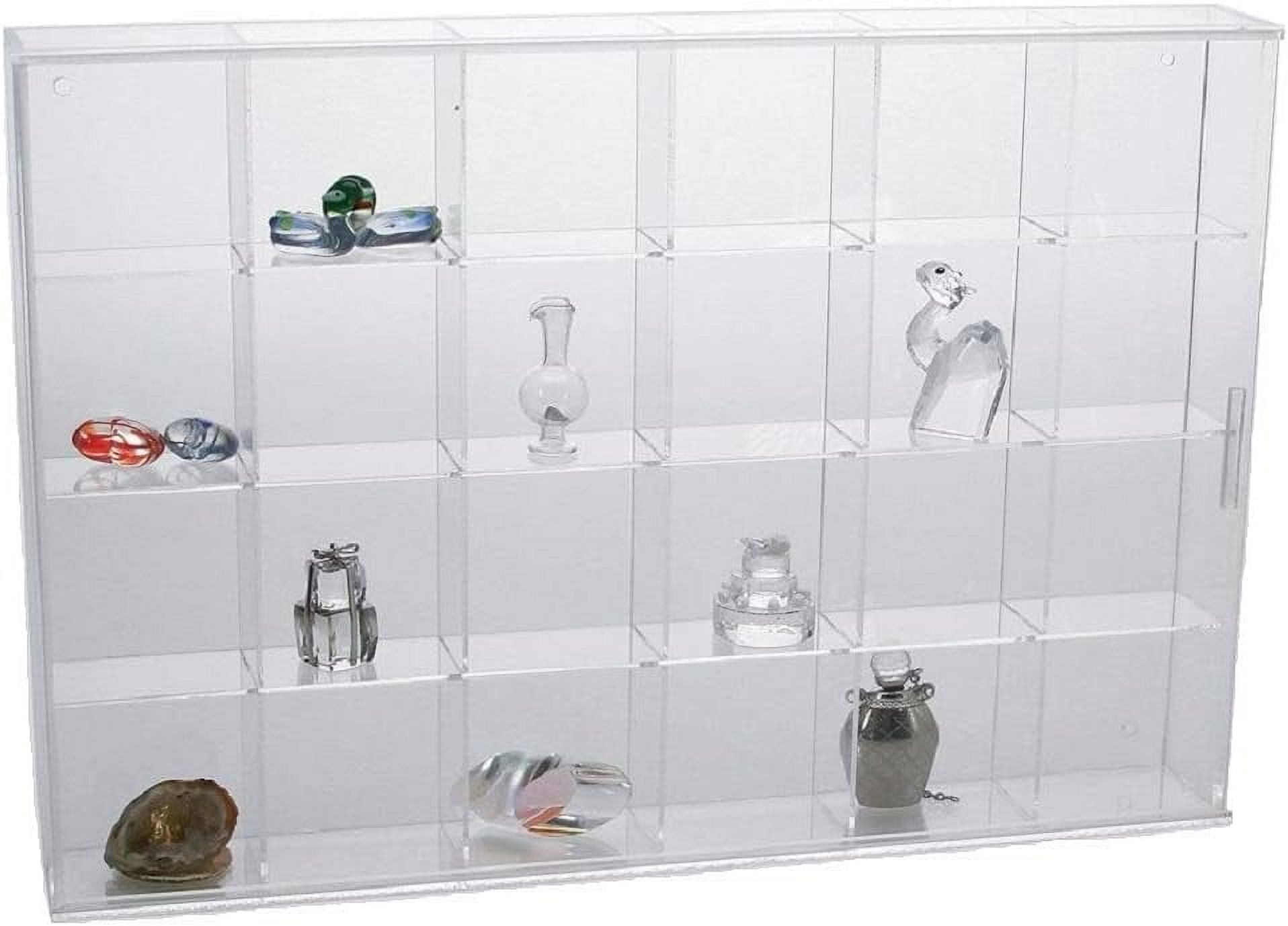 Rock Display Case Glass Curio W/24 Compartments