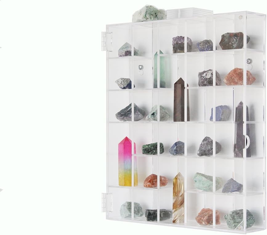 Clear Acrylic Wall Mounted Display Case with Adjustable Shelves