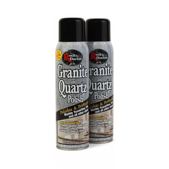 Rock Doctor Granite Polish Spray and Surface,18oz.Can Polish Tile, Marble, Kitchen Countertop, and Natural Stone Surfaces, Streak-Free Shine Pack of 2