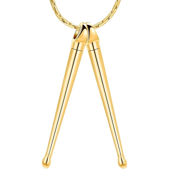 Rock Drum Stick Urn Pendant Urn Necklace for Men Stainless Steel Cross Drumstick Necklace, Drummer Music Charm Memorial Keepsake Jewelry