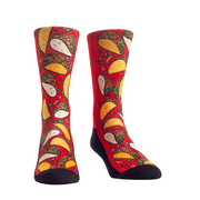 Rock Em Buffet Food - Taco All Over Crew Socks S-M