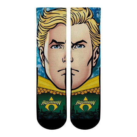 Rock Em Elite Aquaman Split Face Super Hero Crew Socks (S/M)