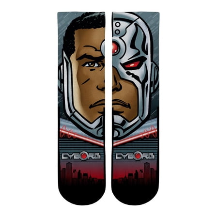Rock Em Elite Cyborg Split Face Super Hero Crew Socks (L/XL)