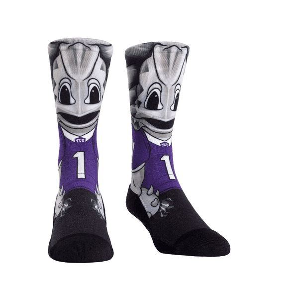 Rock Em Elite TCU Horned Frogs HyperOptic Mascot NCAA Crew Socks (L/XL)