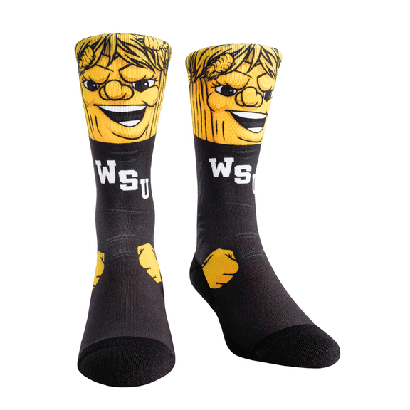 Rock Em Elite Wichita State Shockers HyperOptic Mascot NCAA Crew Socks (L/XL)