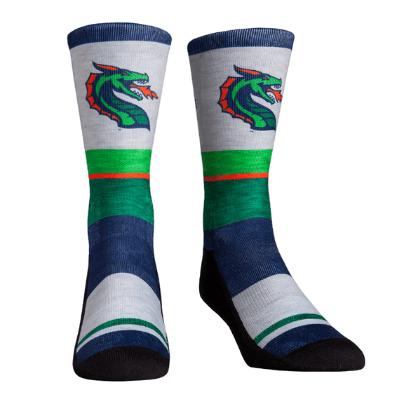 Rock Em Elite XFL Seattle Dragons Heather Stripe Crew Socks (S/M (6-8.5))