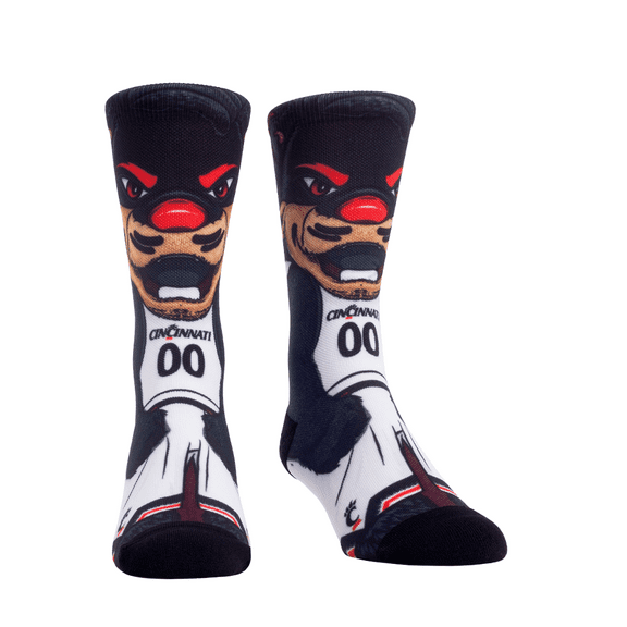 Rock Em NCAA HyperOptic Mascot Crew Socks -  Cincinnati Bearcats