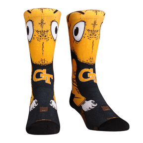 Rock Em NCAA HyperOptic Mascot Crew Socks - Georgia Tech Yellow Jackets