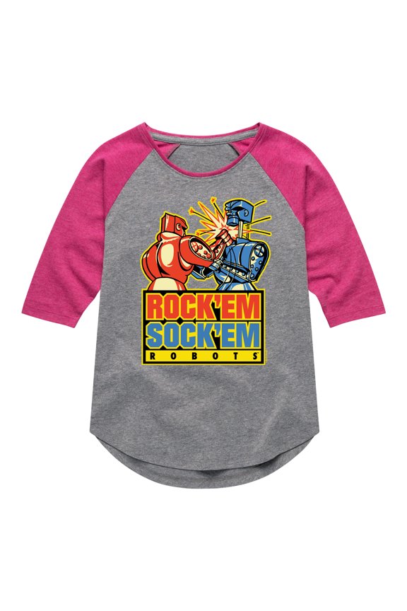 Robots - Red Rocker, Blue Bomber - Toddler And Youth Girls Raglan Graphic T-Shirt