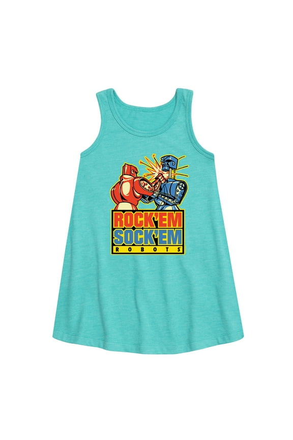 Robots - Red Rocker, Blue Bomber - Toddler and Youth Girls A-line Dress