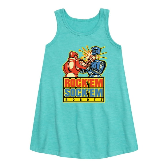 Rock 'Em Sock 'Em Robots - Red Rocker, Blue Bomber - Toddler and Youth Girls A-line Dress