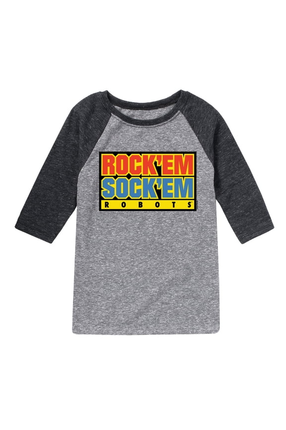 Robots - Rock Em Sock Em Logo - Toddler And Youth Raglan Graphic T-Shirt
