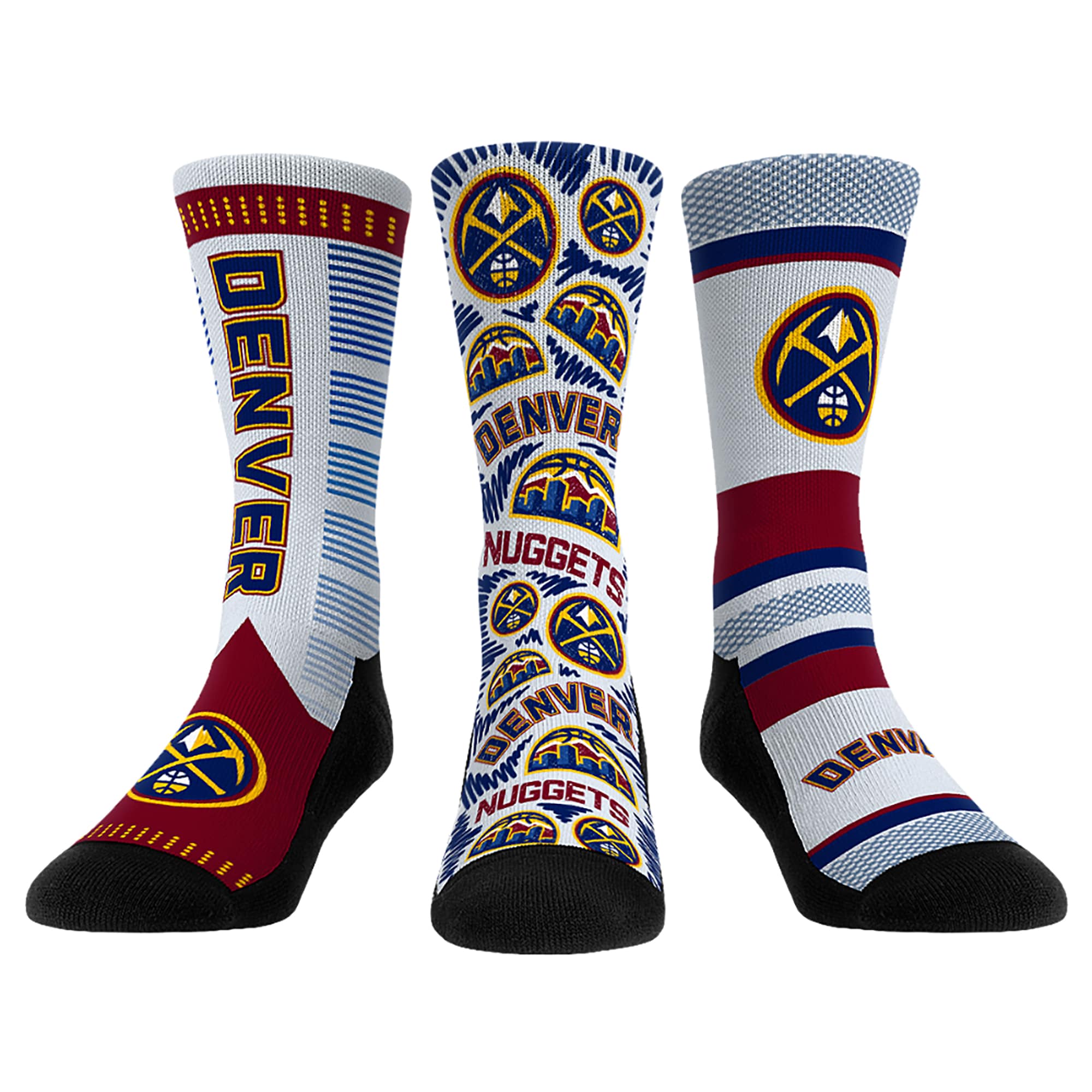 Rock Em Socks Denver Nuggets 2022/23 City Edition ThreePack Crew Socks Set