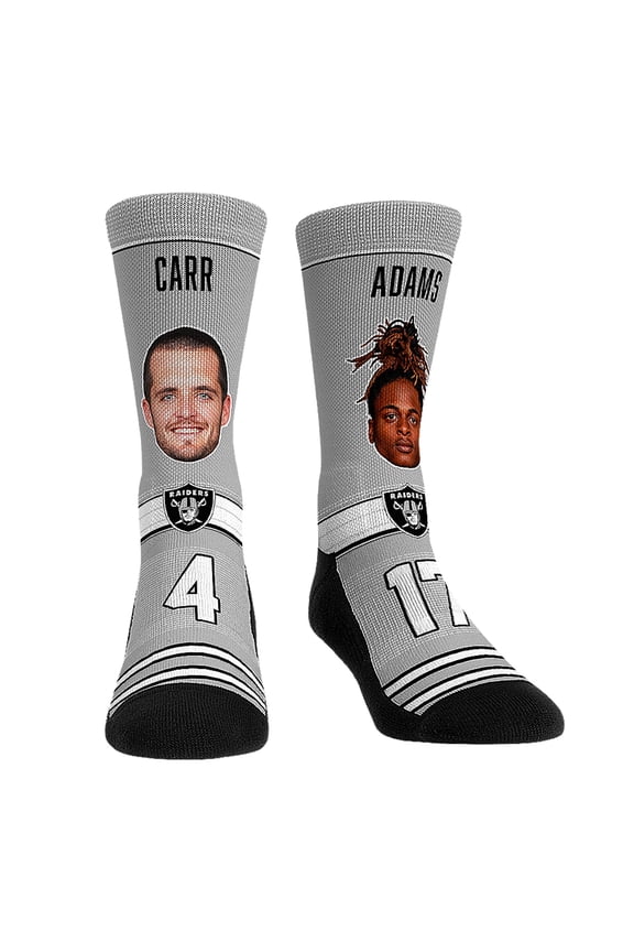 Rock Em Socks Derek Carr & Davante Adams Las Vegas Raiders Player Teammates Crew Socks