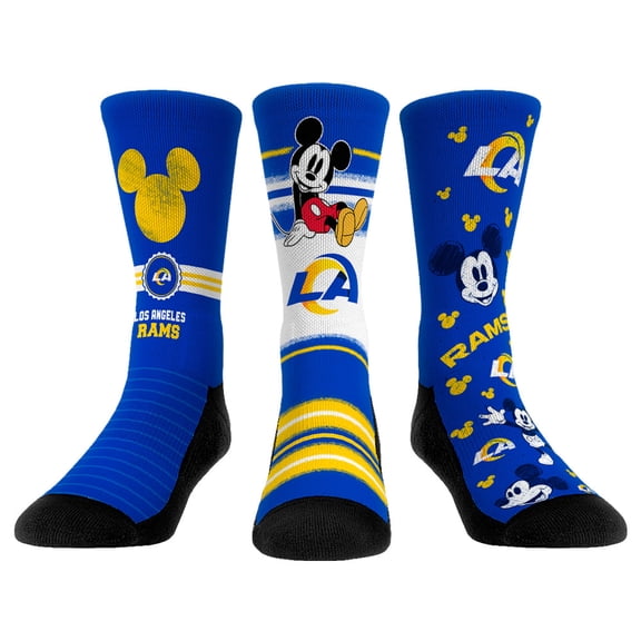 Unisex Rock Em Los Angeles Rams Disney Three-Pack Crew Socks Set