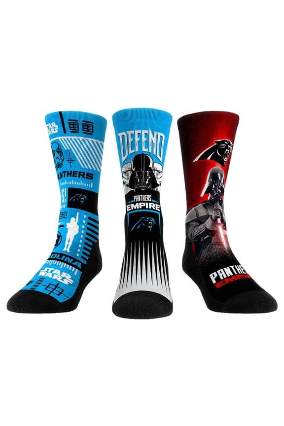 Rock Em Socks Stormtrooper & Darth Vader Carolina Panthers Three-Pack Star Wars Crew Socks Set