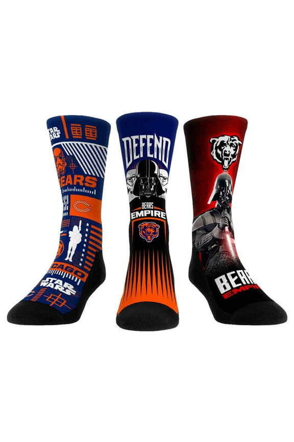 Rock Em Socks Stormtrooper & Darth Vader Chicago Bears Three-Pack Star Wars Crew Socks Set