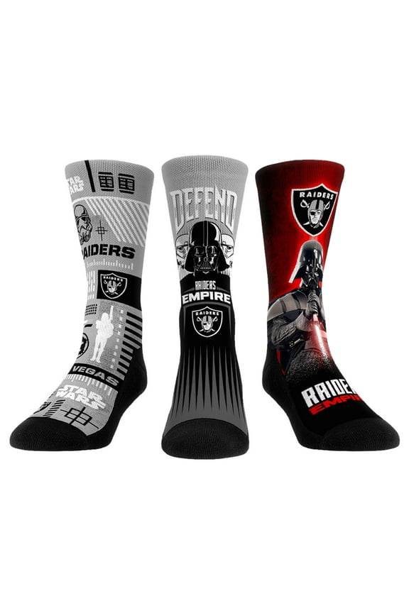 Rock Em Socks Stormtrooper & Darth Vader Las Vegas Raiders Three-Pack Star Wars Crew Socks Set