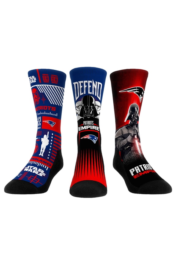 Rock Em Socks Stormtrooper & Darth Vader New England Patriots Three-Pack Star Wars Crew Socks Set