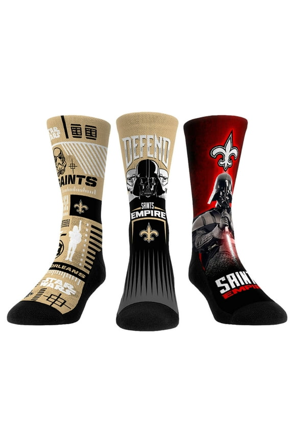 Rock Em Socks Stormtrooper & Darth Vader New Orleans Saints Three-Pack Star Wars Crew Socks Set