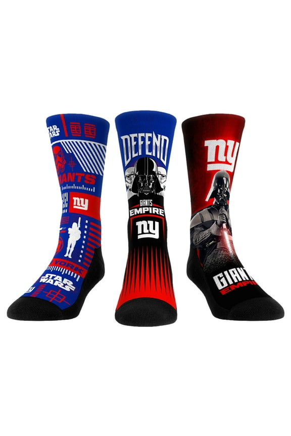 Rock Em Socks Stormtrooper & Darth Vader New York Giants Three-Pack Star Wars Crew Socks Set