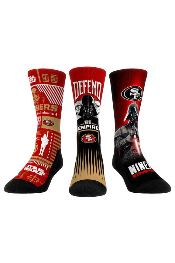 Rock Em Socks Stormtrooper & Darth Vader San Francisco 49ers Three-Pack Star Wars Crew Socks Set