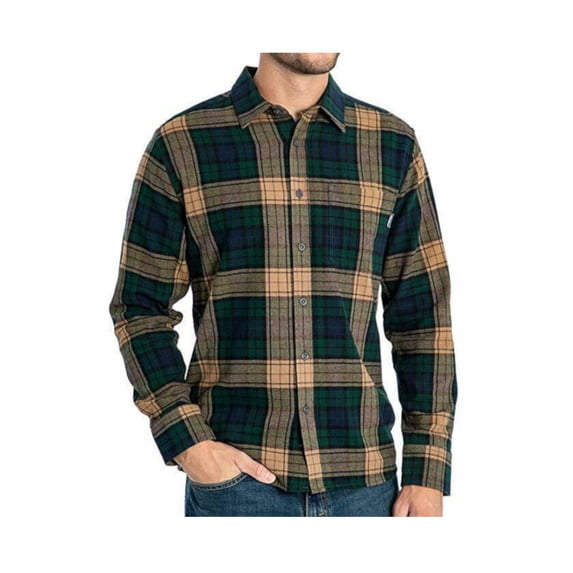 Rock Fit LLC Eddie Bauer Mens Size Medium L/S Button Down Bristol Flannel Shirt, Green Forest Plaid