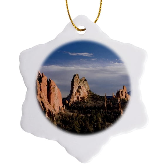 3drose, Rock Formation, Garden of the Gods, Colorado - Na02 Rnu0506 - Rolf Nussbaumer, 3 inch Snowflake Porcelain Ornament