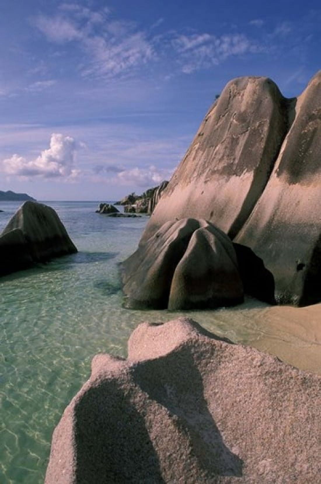 Rock Formations on Pointe Source dArgent Seychelles Canvas Art - Nik Wheeler DanitaDelimont (12 x 17)