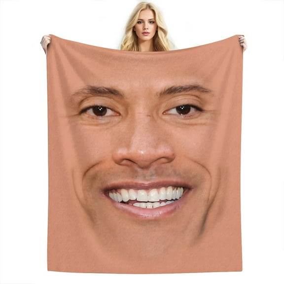 Rock Funny Face Blanket Soft Cozy Lightweight Flannel Microfiber Throw - All Season Meme Blanket, Fuzzy Plush for Sofa, Bed, Couch