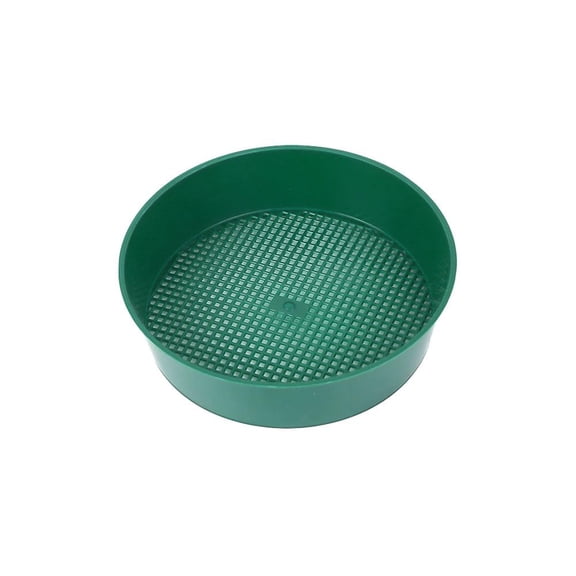 Rock Garden Sieve Soil Sifter, Round Black Gardening Sifting Pan for Small Gravel and Sand, Fine Mesh Earth Stone Filter Net for Home Planting, Manual Compost Screen Sifter