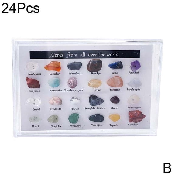Rock Gemstones In Collection Box Crystal Natural Mineral Specimen Kit C8Z2