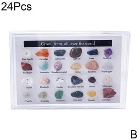 Rock Gemstones In Collection Box Crystal Natural Mineral Specimen Kit