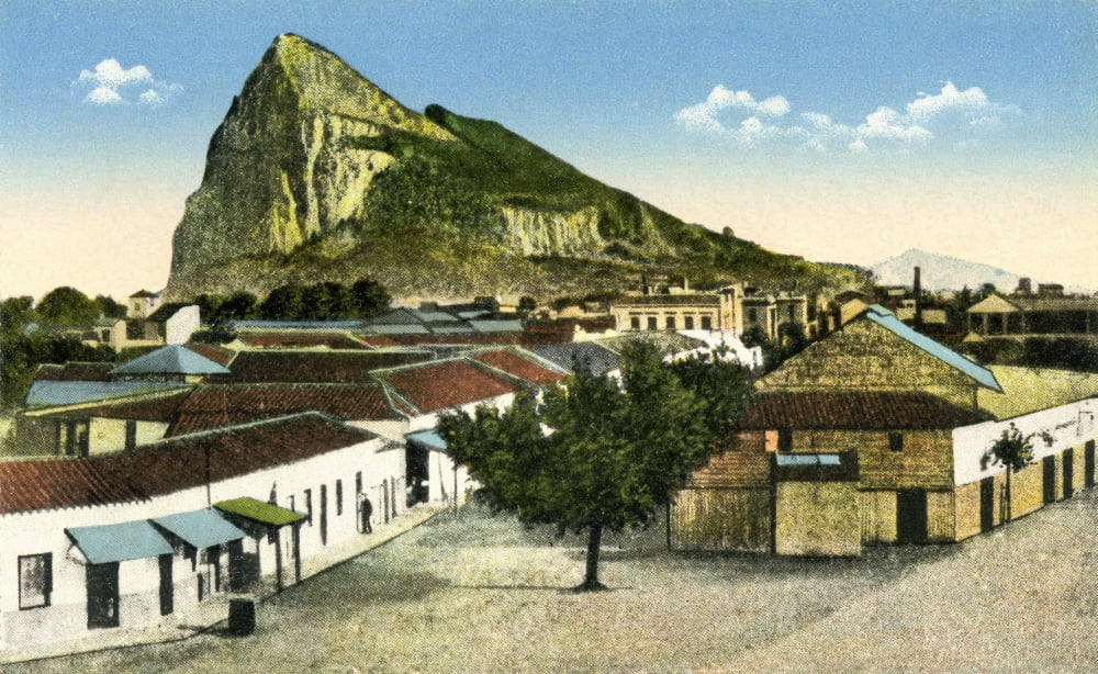 Rock Of Gibraltar Seen From La Linea De La Concepcion Cadiz Province Spain After A Photograph From Circa 1900 Canvas Art - Ken Welsh Design Pics (36 x 22)