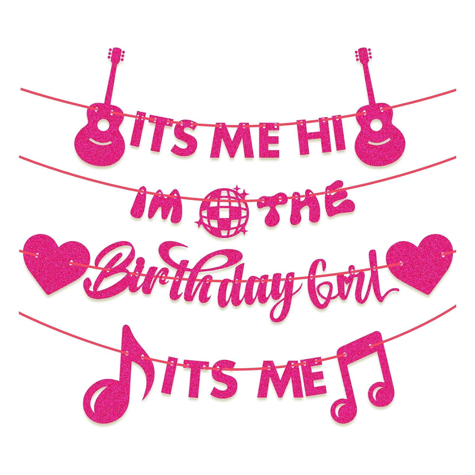 Rock Girl Birthday Pull Flag Indoor Birthday Party Decorations