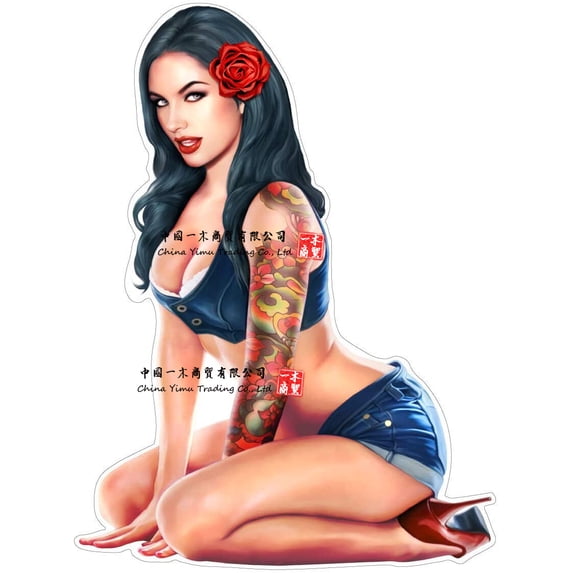 Rock Girl Car Sticker Approx Pinups Sexy Girls Retro Motorcycle Moped Truck Motorhome Rocker Rock Roll Leather Music Bands