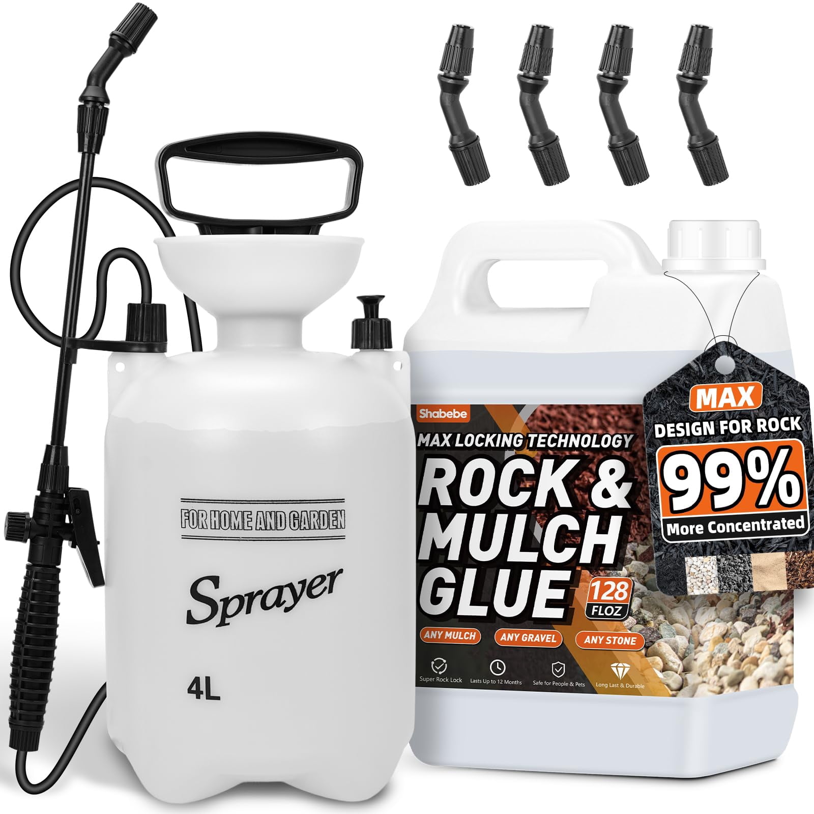Mulch Lock & Landscape Glue - 2 Gallon, Ready-to-Use Spray For Rocks, Pea Gravel, Bark & Wood Chips, Wind & Rain Resistant