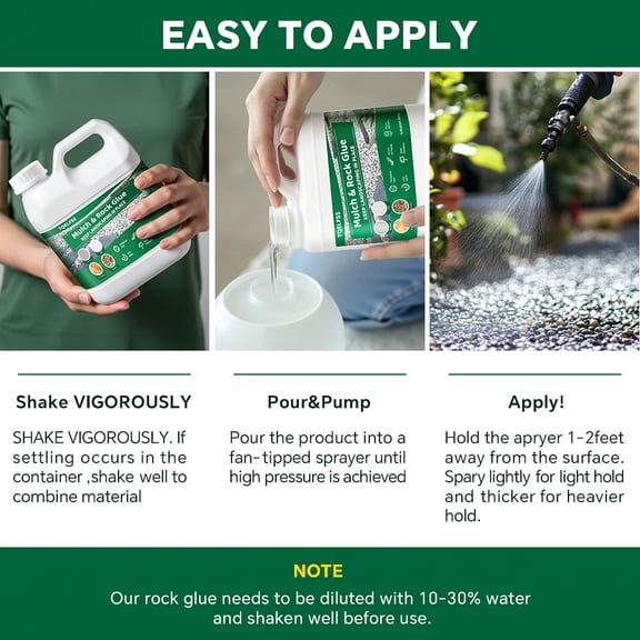 Rock Glue 4L/1.05Gal Mulch Glue,Fast Dry Transparent Waterproof Pea Gravel Stabilizer Non-Toxic & Long-Lasting & Dries-Clear for Strong Pea Gravel Binder for Wood Chips,Sand,Pine Straw,Pebbles,Stone