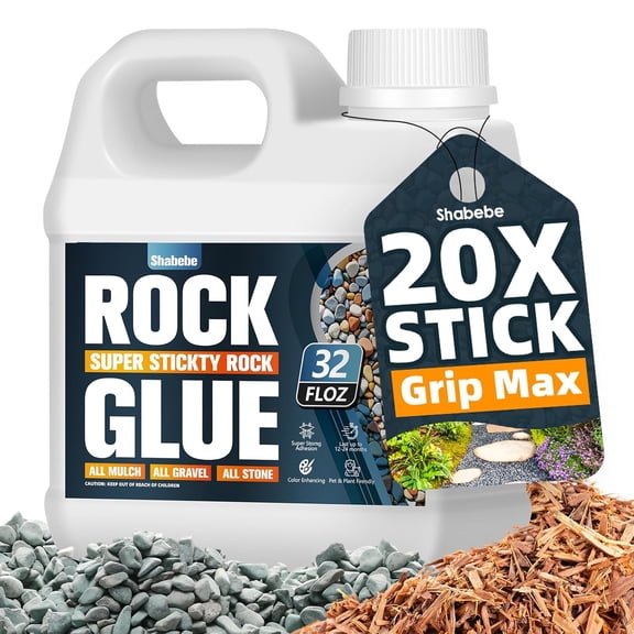 Rock Glue for Landscng - 32OZ Mulch with Grip Max Strong Adhesion of Rocks, Gravel&Mulch, Long-Lasting Non-Toxic, Weather-Resistant Gravel Binder Pebble, Pine Straw