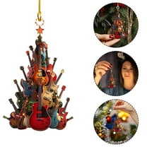 Rock Guitar Christmas Ornament - Acrylic Music-Themed Tree Decoration, Gift for Guitar Players, Musicians & Music Teachers