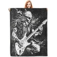 thumbnail image 1 of Rock Guitar Skeleton Throw Blanket Gifts, Soft Cozy Fleece Blanket with Edgy Skull and Guitarist Print, Blanket for Couch Bed Sofa, Perfect for Music Lovers and Rock Fans, 60x80 in, 1 of 6