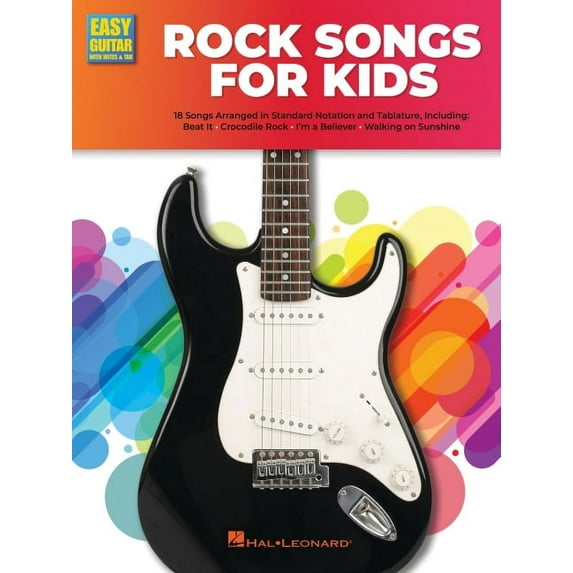 Rock Guitar Songs for Kids: Easy Guitar with Notes & Tab Songbook, (Paperback)