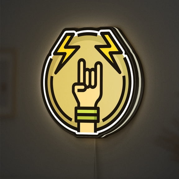 Rock Hand Gesture 3D Novelty Light Box for Music Rooms, Stage Decor, Ideal for Rock Fans (Width 8 inch, 20cm)