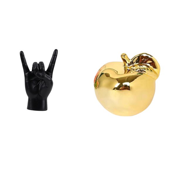 Rock Hand Ornament Fruit Sculpture Ceramic Figurine for Restaurant Bedroom Office Table Decoration