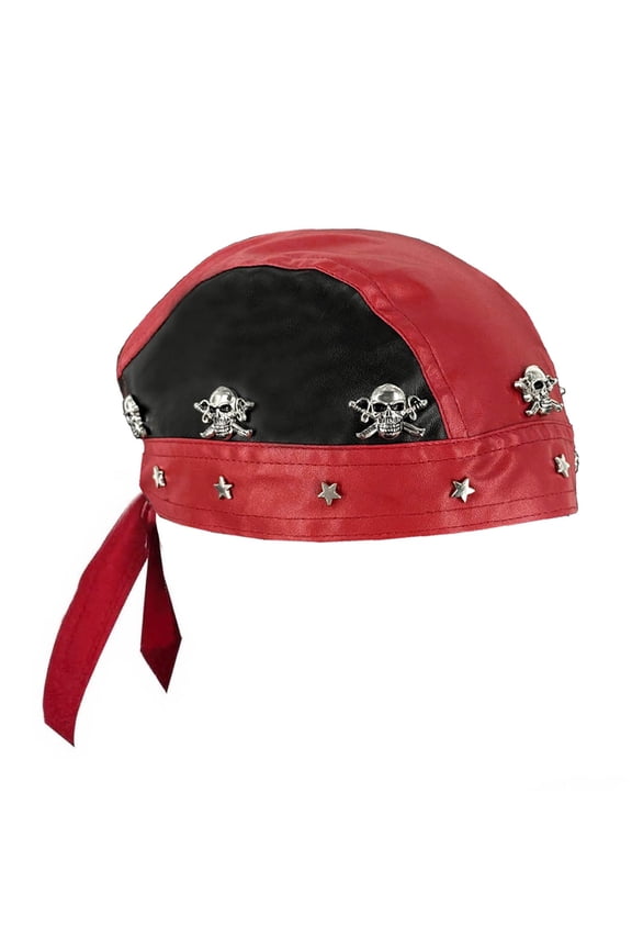 Rock Hip-Hop Stars Skull Cycling Headwrap Cap Bandana Doo Do Rag Men Black and Red
