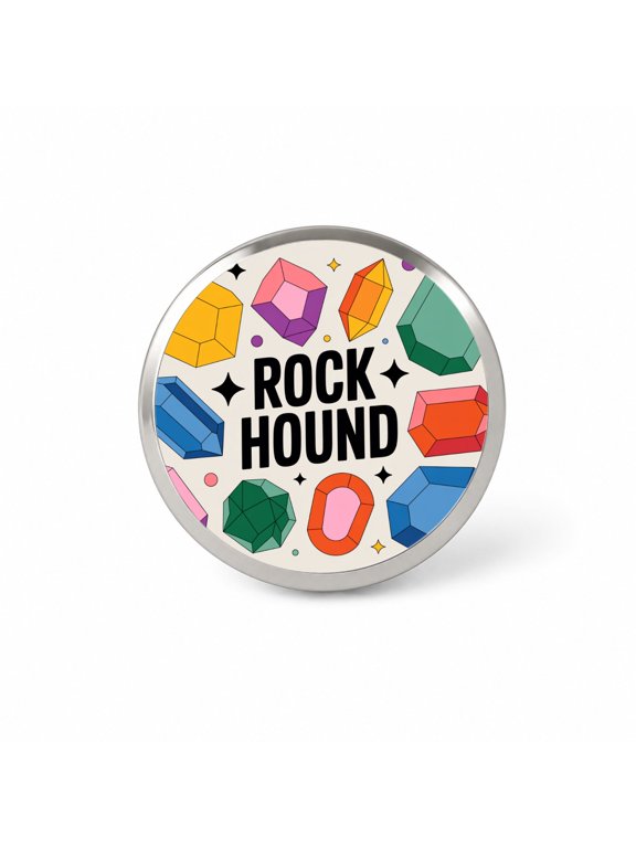 Rock Hound Crystals Polished Stones Backpack Hat Novelty Lapel Pin