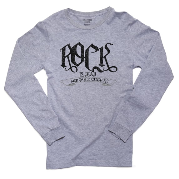 Rock Is Dead And Paper Killed It! - Cool Print Men's Long Sleeve Grey T-Shirt