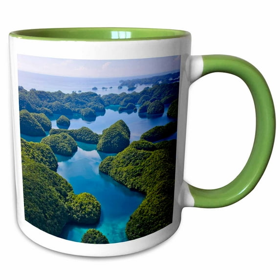 3drose, Rock Islands, Palau - Oc16 Ksu0008 - Keren Su, 15oz Two-tone Green Mug